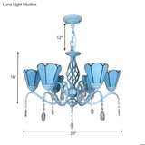 Tiffany Style Stained Glass Cone Pendant Chandelier - Adjustable Chain White/Blue/Clear Perfect For