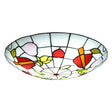 Tiffany-Style Stained Glass Dome Flush Mount Spotlight With Multiple Lights Pink / 12