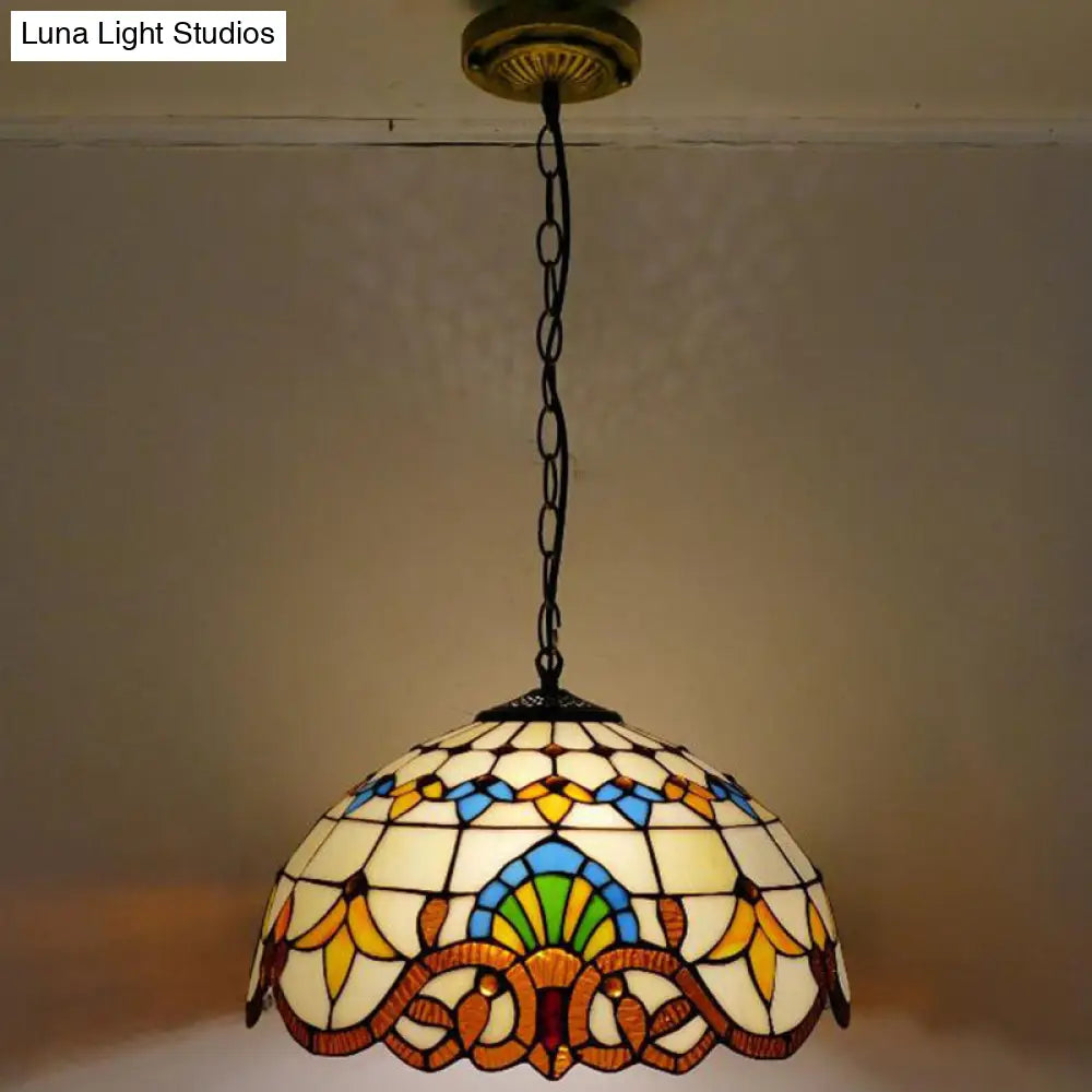 Tiffany-Style Stained Glass Pendant Light: Elegant 1-Light Hanging Lamp For Dining Room