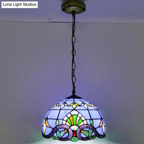 Tiffany-Style Stained Glass Pendant Light: Elegant 1-Light Hanging Lamp For Dining Room