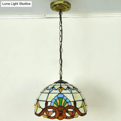 Tiffany-Style Stained Glass Pendant Light: Elegant 1-Light Hanging Lamp For Dining Room