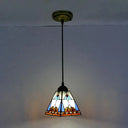 Tiffany-Style Stained Glass Pendant Light Fixture - Tapered Design (1 Bulb White) White