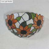 Tiffany Style Stained Glass Wall Sconce - Flush Mount With 1-Head Bowl Shade