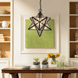 Tiffany Style Textured White/Clear Star Pendant Light - 8’/12’ Stainless Glass Dining Room