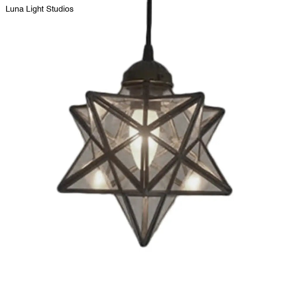Tiffany Style Textured White/Clear Star Pendant Light - 8’/12’ Stainless Glass Dining Room