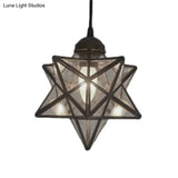 Tiffany Style Textured White/Clear Star Pendant Light - 8’/12’ Stainless Glass Dining Room