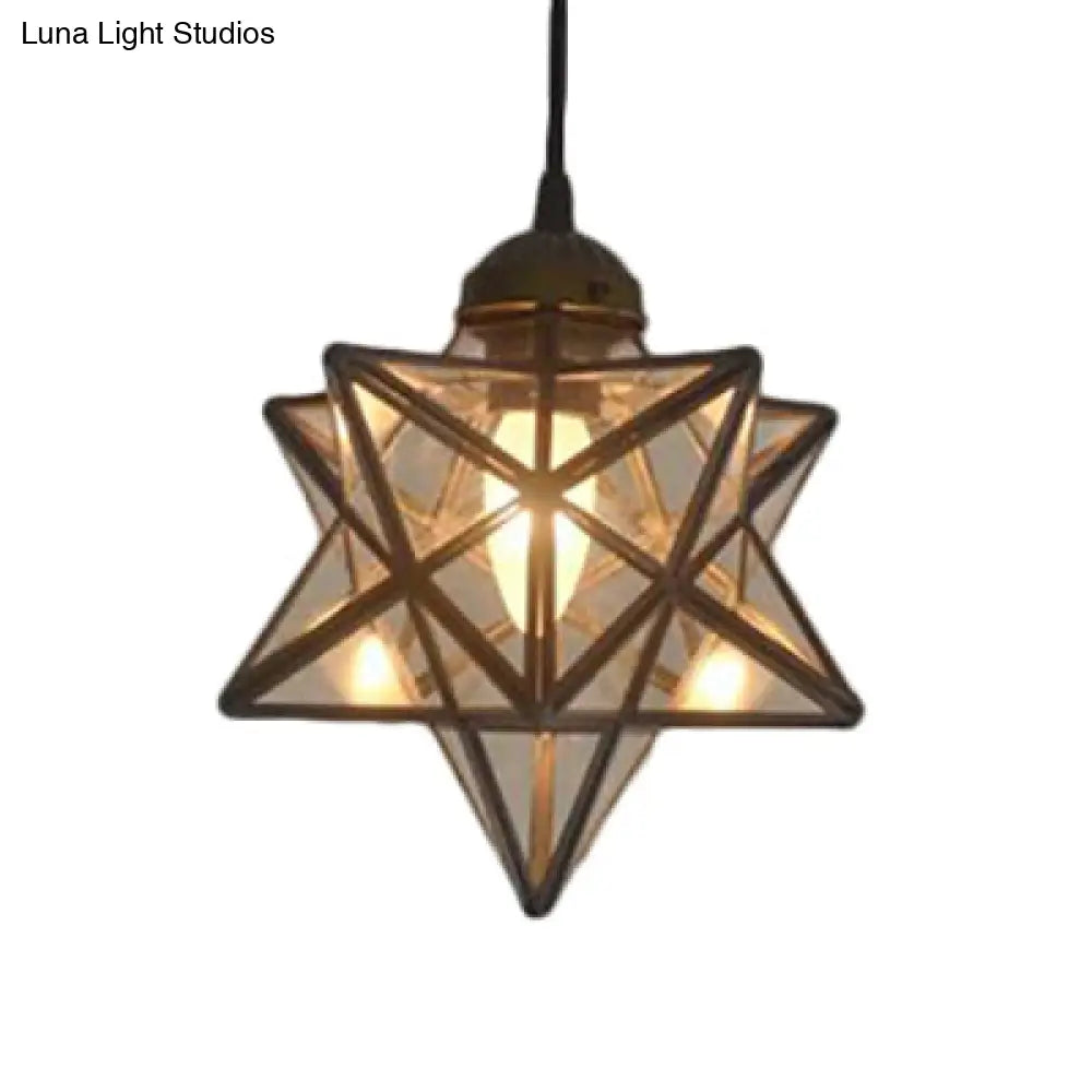 Tiffany Style Textured White/Clear Star Pendant Light - 8’/12’ Stainless Glass Dining Room