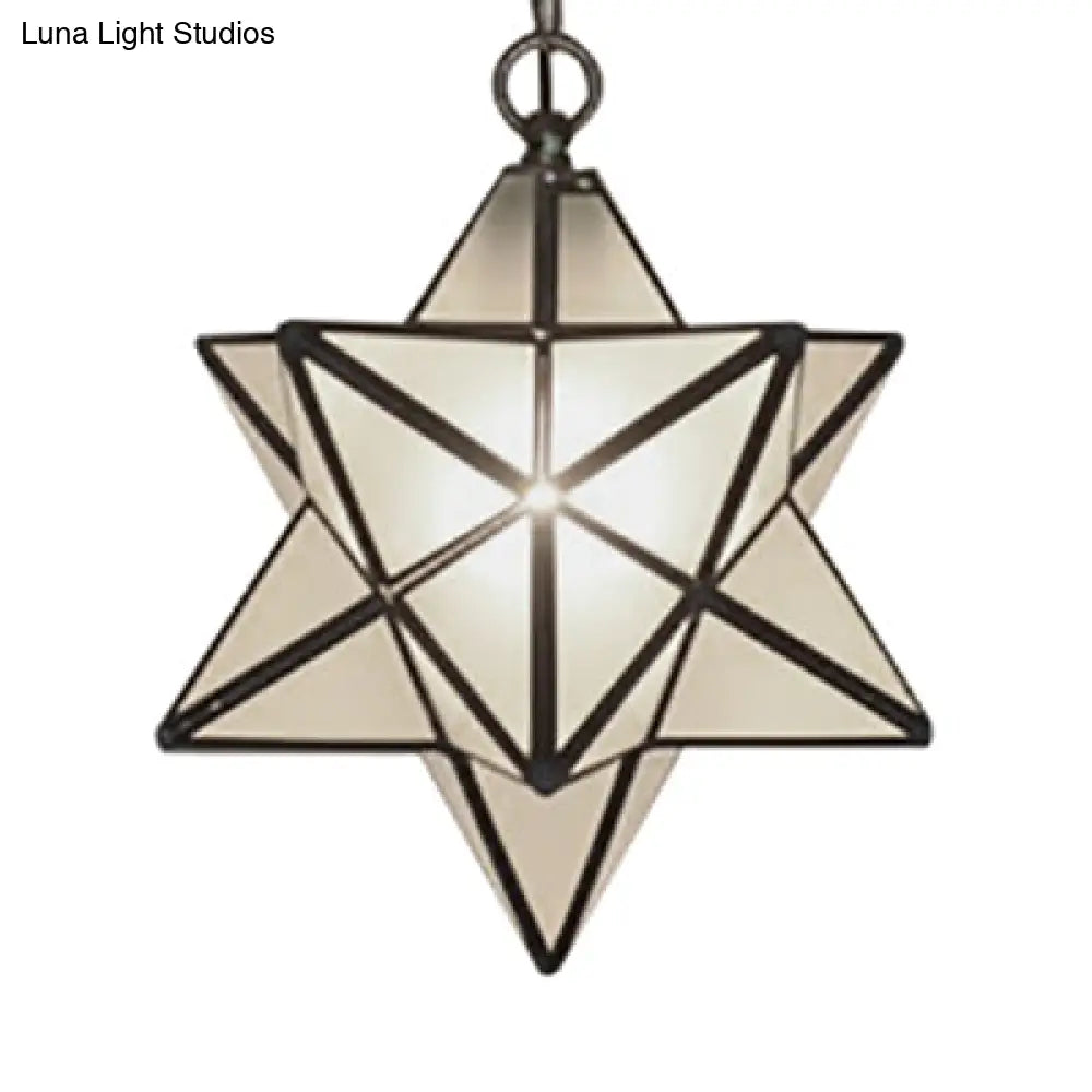 Tiffany Style Textured White/Clear Star Pendant Light - 8’/12’ Stainless Glass Dining Room
