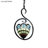 Tiffany Style Yellow And Blue/White Stainless Glass Pendant Light Fixture - Perfect For Balcony