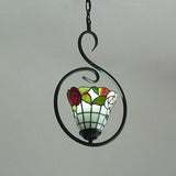 Tiffany Style Yellow And Blue/White Stainless Glass Pendant Light Fixture - Perfect For Balcony