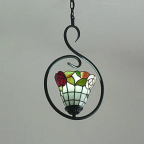 Tiffany Style Yellow And Blue/White Stainless Glass Pendant Light Fixture - Perfect For Balcony