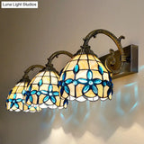 Tiffany Vanity Wall Sconce - Aged Brass With Natural Shell Shade And Mirror Lights