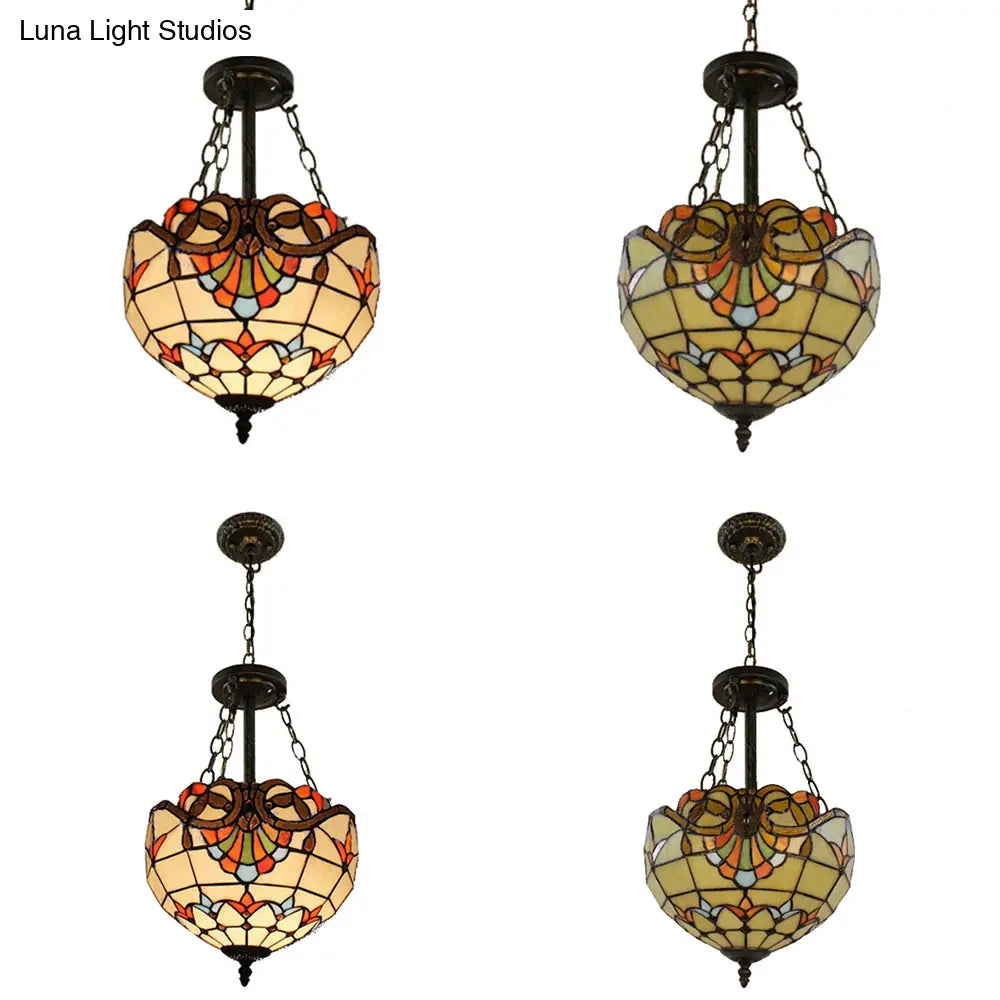 Tiffany Victorian Style Stained Glass Chandelier Pendant For Library Ceiling