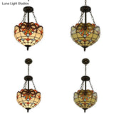 Tiffany Victorian Style Stained Glass Chandelier Pendant For Library Ceiling