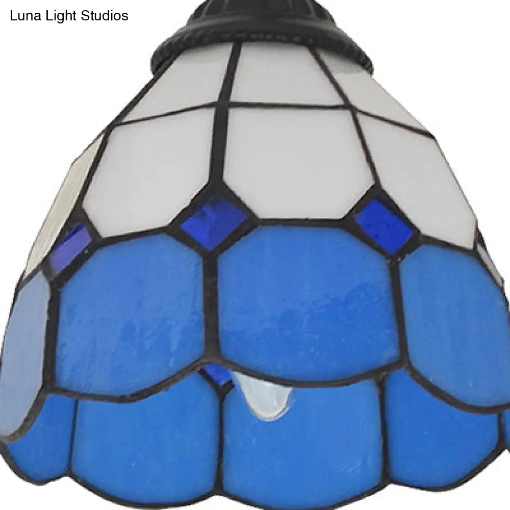 Tiffany Vintage Stained Glass Semi Flush Light Fixture - 3/5-Light Bowl Design For Bedroom Décor