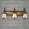 Tiffany White Glass Trapezoid Wall Mount Light With Mermaid Decoration - 3 Lights Brass Vanity