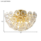 Tradition Clear Glass Brass Flush Mount Ceiling Light Fixture For Bedroom - 3 Bulb 12.5’/19’ Wide