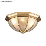 Tradition Glass Ceiling Light Fixture - Brass Hemisphere Flush Mount For Bedroom 16’/19.5’ Wide