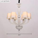 Tradition Starburst Glass Chandelier - 12 Bulbs White/Red/Blue With Cone Fabric Shade