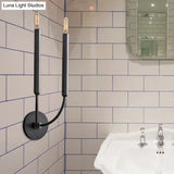 Traditional 1/2 Bulb Tube Wall Lamp Sconce In Black/Brass - Perfect For Dining Room Lighting