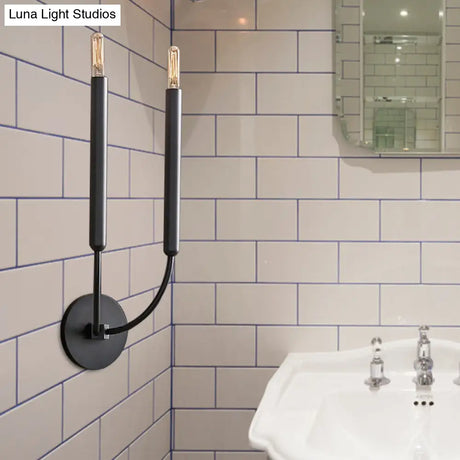 Traditional 1/2 Bulb Tube Wall Lamp Sconce In Black/Brass - Perfect For Dining Room Lighting