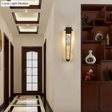 Traditional 1-Light Wall Sconce In Black With Cylinder Shade