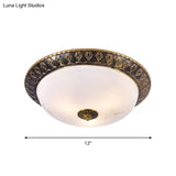 Traditional 2/3 - Head Flush Mount Lamp With Milk Glass Shade In Brass Available 3 Sizes