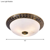 Traditional 2/3 - Head Flush Mount Lamp With Milk Glass Shade In Brass Available 3 Sizes