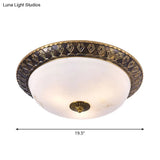 Traditional 2/3 - Head Flush Mount Lamp With Milk Glass Shade In Brass Available 3 Sizes