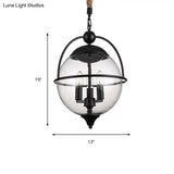 Traditional 3-Light Black Glass Chandelier - Stylish Pendant Lighting For Living Room