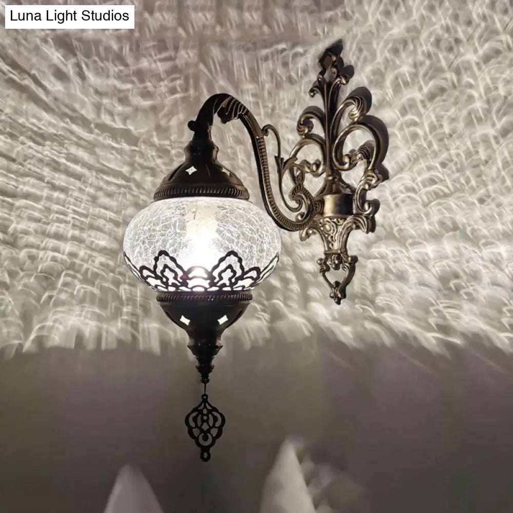 Traditional 5/7 Wide Metal Wall Sconce Light Fixture - White/Yellow Single-Bulb Mount