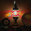 Traditional Aged Brass Coffee House Table Lamp With Colored Glass Shade Red / D