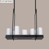 Traditional Barrel Frosted Glass Hanging Lamp - Black Island Pendant Light For Dining Room 8/12/16