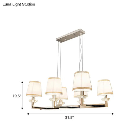 Traditional Barrel Pendant Light Fixture With Fabric Shades - Chrome Finish 6/8 Lights Dining Room