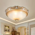Traditional Beige Opal Glass Flush Ceiling Light Fixture 2/3 Bulbs Domed Mount 14’/18’ Width / 14’