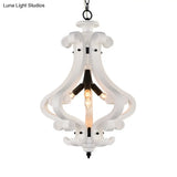 Traditional Beige/White Wood Lantern Chandelier - Bedroom Ceiling Light