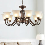 Traditional Bell Frost Glass Ceiling Lighting Chandelier In Brown - Perfect For Living Rooms 10 /