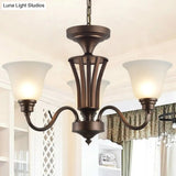 Traditional Bell Frost Glass Ceiling Lighting Chandelier In Brown - Perfect For Living Rooms