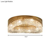Traditional Beveled Crystal Ceiling Light With 6 Gold Flush Bulbs