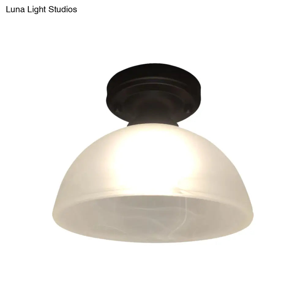 Traditional Black Ceiling Flush Mount With Frosted Glass Head