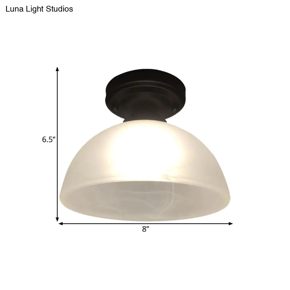 Traditional Black Ceiling Flush Mount With Frosted Glass Head