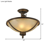 Traditional Black Domed Bedroom Semi Flush Mount Light With 3 Frosted Glass Lights