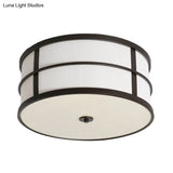 Traditional Black Drum Ceiling Light With 5 Bulbs And Flush Mount Design