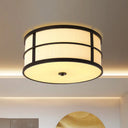 Traditional Black Drum Ceiling Light With 5 Bulbs And Flush Mount Design