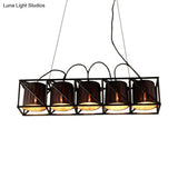 Traditional Black Fabric Suspension Pendant With 5-Light Barrels - Perfect For Restaurants