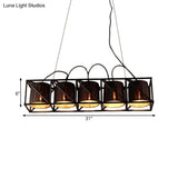 Traditional Black Fabric Suspension Pendant With 5-Light Barrels - Perfect For Restaurants