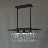 Traditional Black Island Pendant Light With 3 Clear Glass Rectangles: Warm/White / White