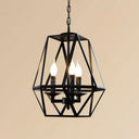 Traditional Black Metal Geometric Chandelier: 3/4 Light Living Room Hanging Lamp 3 /
