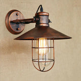 Traditional Black/Rust Caged Wall Sconce Light With Clear Glass - Ideal Coffee Shop Lighting Rust
