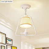 Traditional Black/White Cone Pendant Ceiling Light With Bird Detail For Living Room